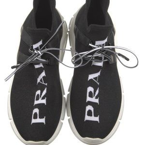 Prada XY Logo Sock Black and White Sneakers Women's Size 7
